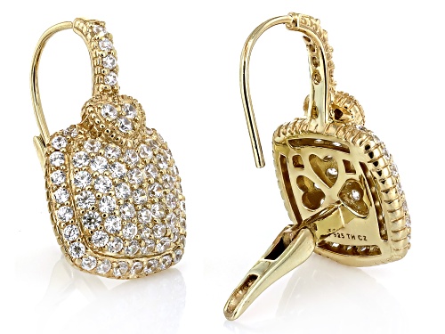 Judith Ripka 3.18ctw Bella Luce® 14k Gold Clad Lola Pave Heart Earrings