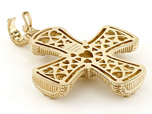 Judith Ripka 4.60ctw Canary & White Bella Luce® 14k Gold Clad Super Romance Maltese Cross Enhancer