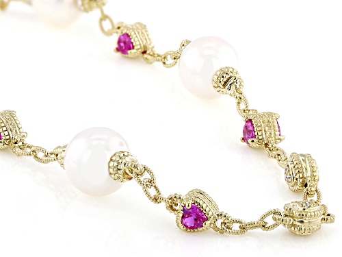 Judith Ripka Cultured Freshwater Pearl and Multi Gem 14k Gold Clad Romance Necklace - Size 16