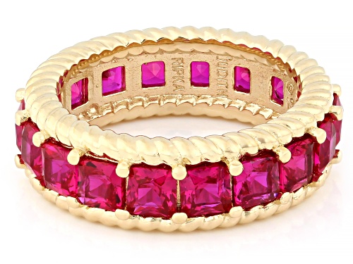 Judith Ripka 4.38ctw Lab Created Ruby 14k Gold Clad Royal Band Ring - Size 5