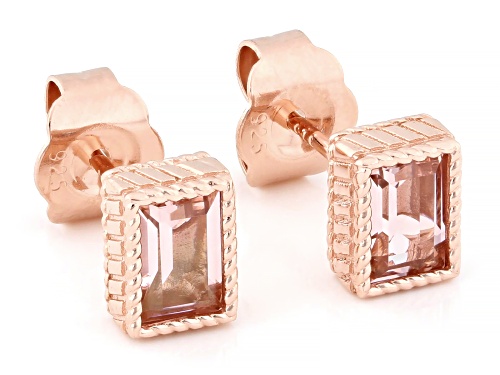 Judith Ripka 0.94ctw Morganite Simulant 14k Rose Gold Clad Princess Bezel Set Stud Earrings