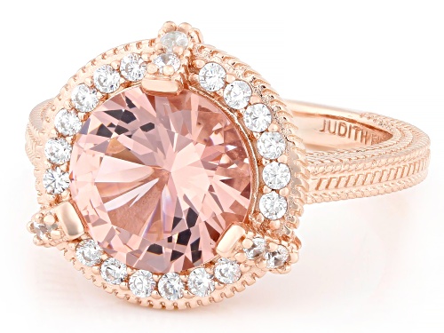Judith Ripka 3.43ct Morganite Simulant With 0.54ctw Bella Luce® 14k Rose Gold Clad Redonda Ring - Size 10