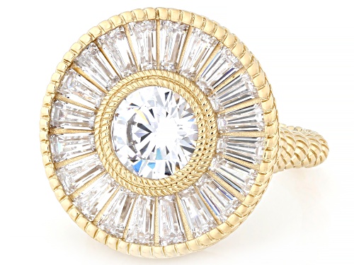 Judith Ripka 8.69ctw Mixed Shape White Bella Luce® 14k Yellow Gold Clad Pinwheel Ring - Size 10