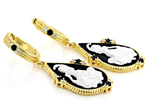Judith Ripka Resin, Black Spinel & Bella Luce® 14k Gold Clad Verona Dancing Nymph Cameo Earrings