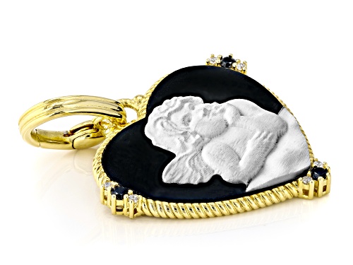 Judith Ripka Resin, 0.24ctw Black Spinel & Bella Luce® 14k Gold Clad Verona Cherub Cameo Enhancer