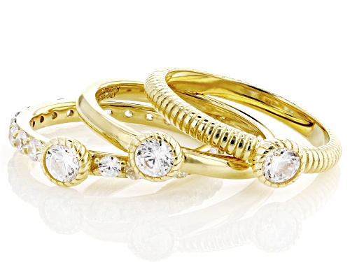 Judith Ripka 1.96ctw White Bella Luce® 14k Gold Clad Verona Set of 3 Stack Rings - Size 10