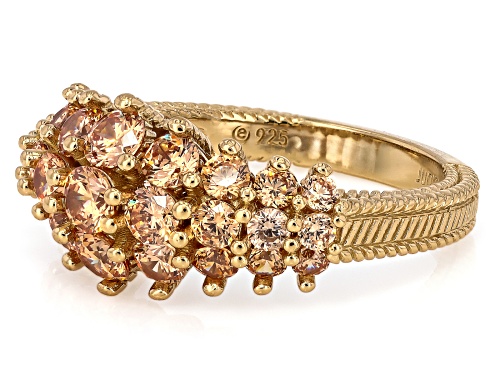 Judith Ripka 3.37ctw Round Champagne Bella Luce® 14k Gold Clad Bubbles Ring - Size 6