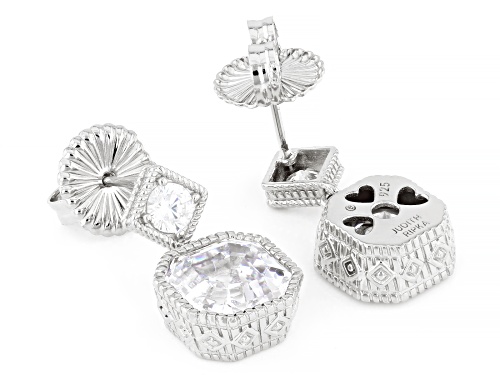 Judith Ripka 14.35ctw Asscher Cut Bella Luce® Rhodium Over Sterling Silver Haute Dangle Earrings
