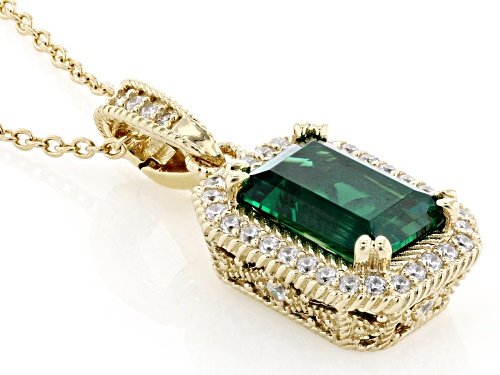 Judith Ripka 5.20ct Emerald Simulant & 0.63ctw Bella Luce® 14k Gold Clad Princess Enhancer/Chain