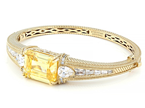 Judith Ripka 34.83ct Canary & 5.67ctw White Bella Luce® 14k Gold Clad Princess Bangle - Size 7