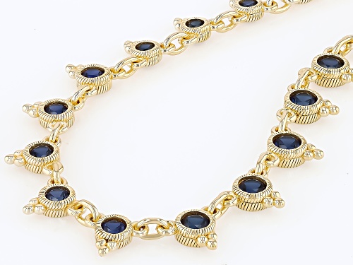Judith Ripka 4.63ctw Lab Created Blue Sapphire 14k Gold Clad Dew Drop Necklace - Size 18