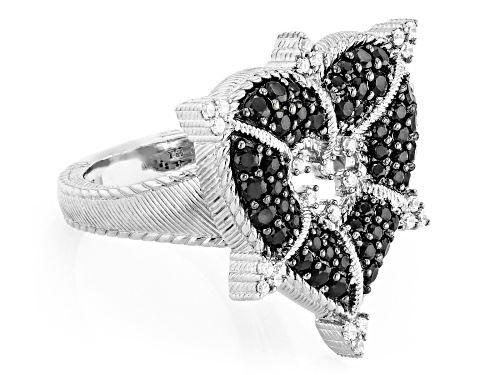 Judith Ripka 1.02ctw Black Spinel & Bella Luce® Rhodium Over Silver More is More Heart Ring - Size 8