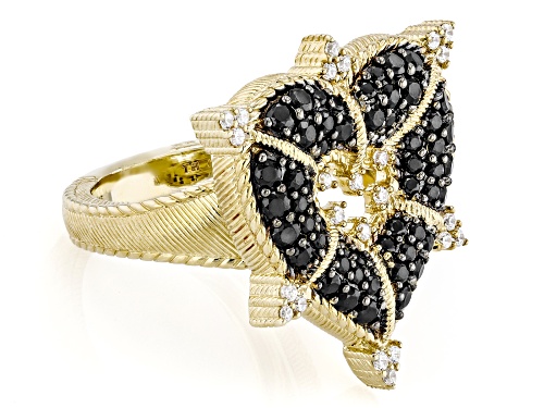 Judith Ripka 1.02ctw Black Spinel & Bella Luce® 14k Gold Clad More is More Heart Ring - Size 9