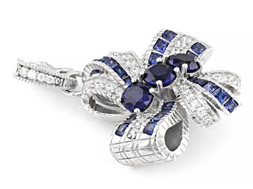 Judith Ripka 2.36ctw Lab Blue Sapphire Rhodium Over Silver Celebration Enhancer