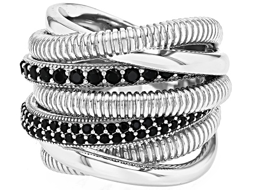 Judith Ripka 0.89ctw Black Spinel Rhodium Over Sterling Silver Jubilee 7 Band Highway Ring - Size 8