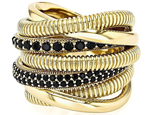 Judith Ripka 1.02ctw Black Spinel 14k Gold Clad Jubilee 7 Band Highway Ring - Size 6