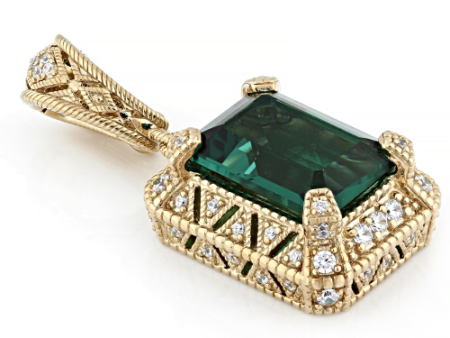 Judith Ripka 5.50ct Lab Created Green Quartz with 0.70ctw Bella Luce® 14k Gold Clad Estate Enhancer
