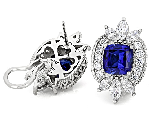 Judith Ripka 10.18ct Lab Blue Sapphire w/ Bella Luce® Rhodium Over Silver Celebration Earrings