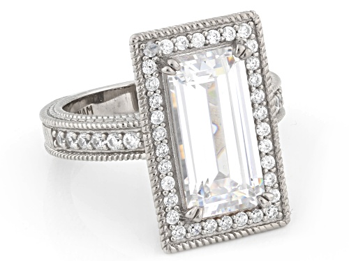 Judith Ripka 10.19ctw Elongated Emerald Cut Bella Luce® Rhodium Over Sterling Silver Toujours Ring - Size 9