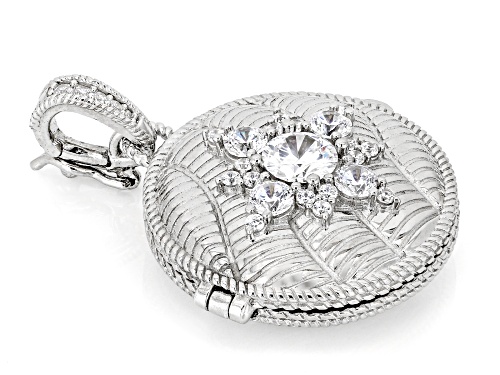 Judith Ripka 3.60ctw White Bella Luce® Rhodium Over Sterling Silver Locket Enhancer