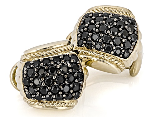 Judith Ripka 1.55ctw Black Spinel 14k Gold Clad Shield Earrings