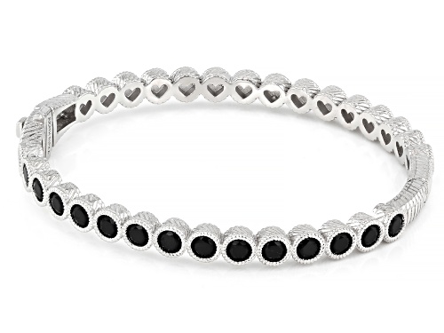 Judith Ripka 3.28ctw Black Diamond Simulant Rhodium Over Sterling Silver Bezel Set Bangle - Size 7.25