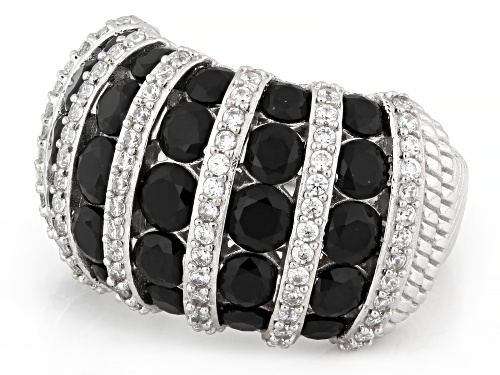 Judith Ripka 5.78ctw Black Diamond Simulant with White Bella Luce® Rhodium Over Silver Rapture Ring - Size 9