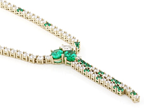 Judith Ripka 9.86ctw Green Emerald Simulant with 28.37ctw Bella Luce® 14k Gold Clad Haute Y Necklace - Size 18