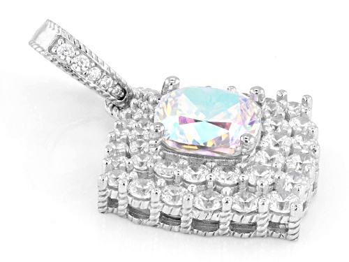 Judith Ripka 9.51ctw Aurora Borealis and White Bella Luce® Rhodium Over Sterling Silver Enhancer