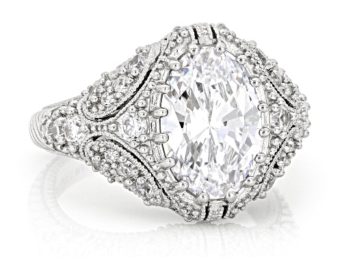 Judith Ripka 6.50ctw White Bella Luce® Rhodium Over Sterling Silver Estate Cocktail Ring - Size 10