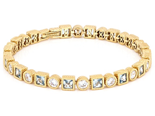 Judith Ripka 9.44ctw Lab Created Blue Spinel with White Bella Luce® 14k Gold Clad Bracelet - Size 8