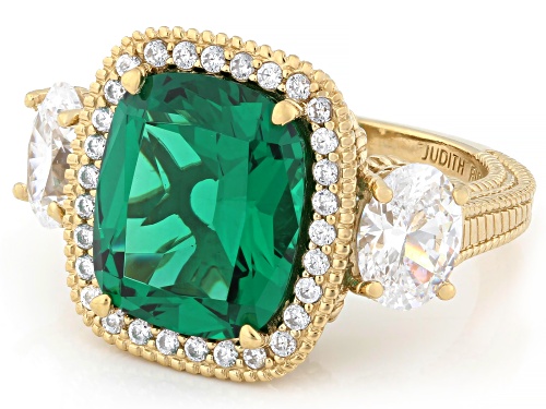 Judith Ripka 5.86ct Emerald Simulant With 2.91ctw Bella Luce® 14k Gold Clad Ring - Size 10