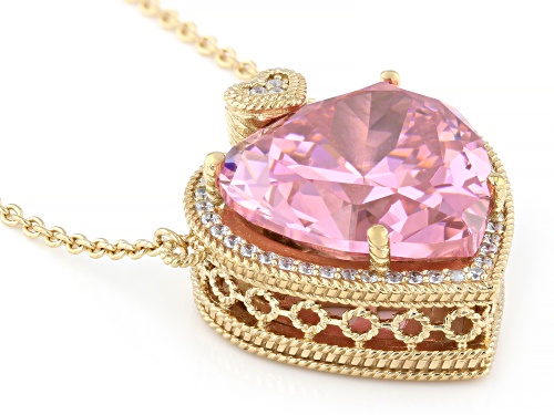 Judith Ripka 38.85ctw Bella Luce® Pink and White Diamond Simulant 18k Yellow Gold Clad Necklace