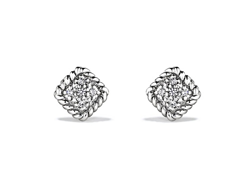Judith Ripka Couture Isola 0.10ctw White Diamond 14k Gold & Rhodium Over Silver Stud Earrings
