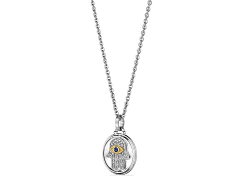 Judith Ripka Couture Little Luxuries Sapphire & Diamond Rhodium Over S/s & 18K Gold Pendant