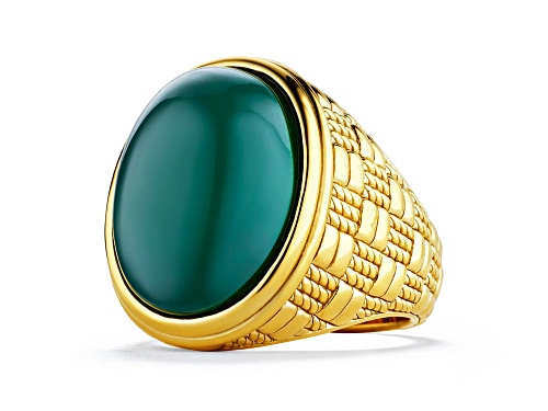 Judith Ripka Couture Ocean Reef Green Chalcedony 18K Gold Vermeil Ring - Size 7