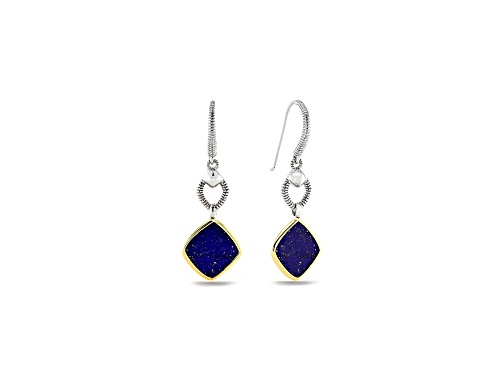 Judith Ripka Couture Eternity Lapis Lazuli Rhodium Over Sterling Silver and 18K Gold Drop Earrings