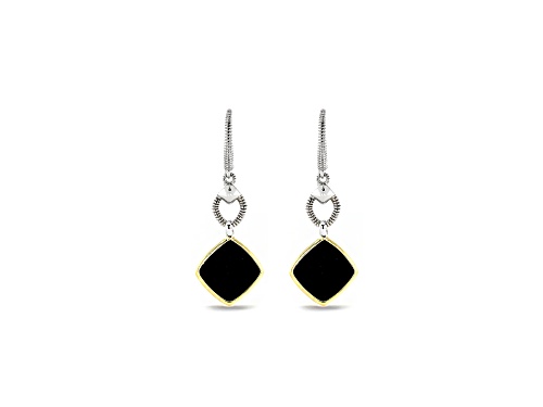 Judith Ripka Couture Eternity Black Onyx Rhodium Over Sterling Silver and 18K Gold Drop Earrings