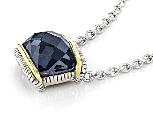 Judith Ripka Couture Eternity Blue Quartz Over Hematite Doublet Rhodium Over 925 & 18K Gold Necklace - Size 18