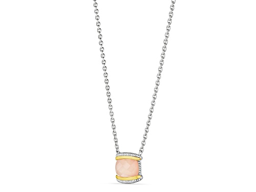Judith Ripka Couture Eternity Rose Quartz over Mother-of-Pearl Doublet 925 & 18K Gold Necklace - Size 18