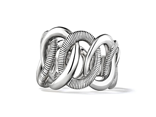 Judith Ripka Couture Eternity Rhodium Over Sterling Silver Interlocking Link Band Ring - Size 6