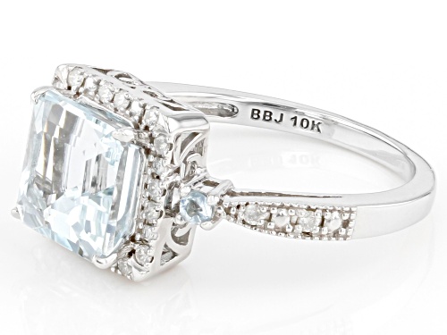 2.22ctw Aquamarine With 0.12ctw White Diamond Rhodium Over 10K White Gold Ring - Size 9