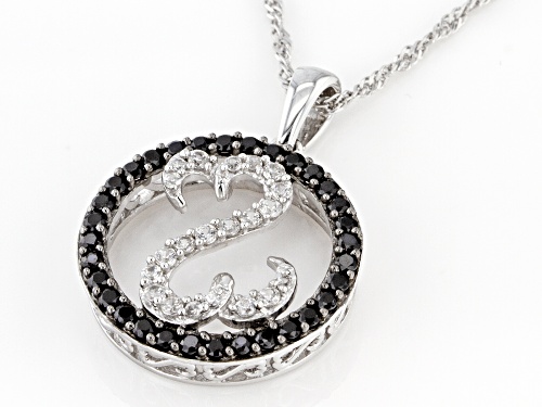 Open Hearts by Jane Seymour® Black Spinel And White Zircon Rhodium Over Sterling Silver Pendant