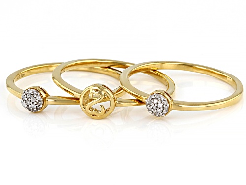 Open Hearts by Jane Seymour® .10ctw White Diamond 14k Yellow Gold Over Silver 3 Stackable Rings - Size 7