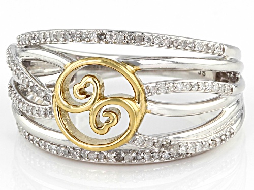 Open Hearts by Jane Seymour® .30ctw White Diamond Rhodium And 14k Yellow Gold Over Silver Ring - Size 9