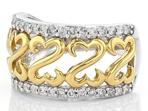 Open Hearts by Jane Seymour® .55ctw  White Diamond Rhodium And 14k Yellow Gold Over Silver Ring - Size 7