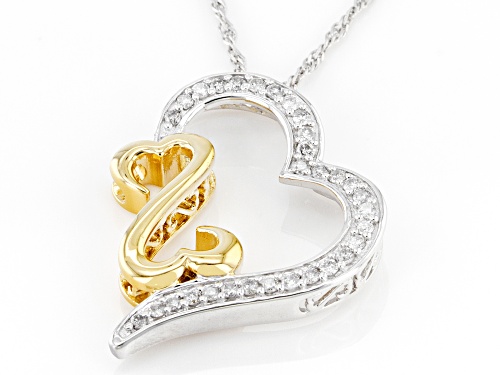 Open Hearts by Jane Seymour® 0.40ctw White Diamond Rhodium And 14k Yellow Gold Over Silver Pendant