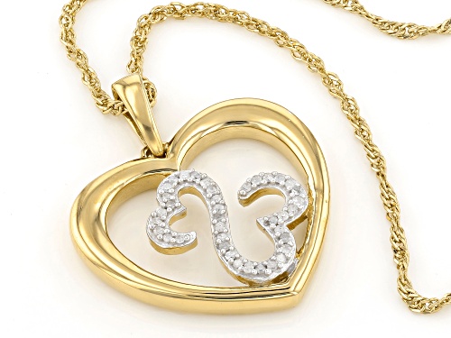 Open Hearts by Jane Seymour® .10ctw Round White Diamond 14k Yellow Gold Over Sterling Silver Pendant