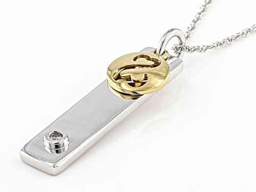 Open Hearts by Jane Seymour® Diamond Accent Rhodium And 14k Yellow Gold Over Sterling Silver Pendant