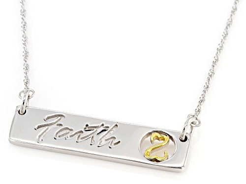 Open Hearts by Jane Seymour® Rhodium And 14k Yellow Gold Over Sterling Silver Faith Necklace - Size 18